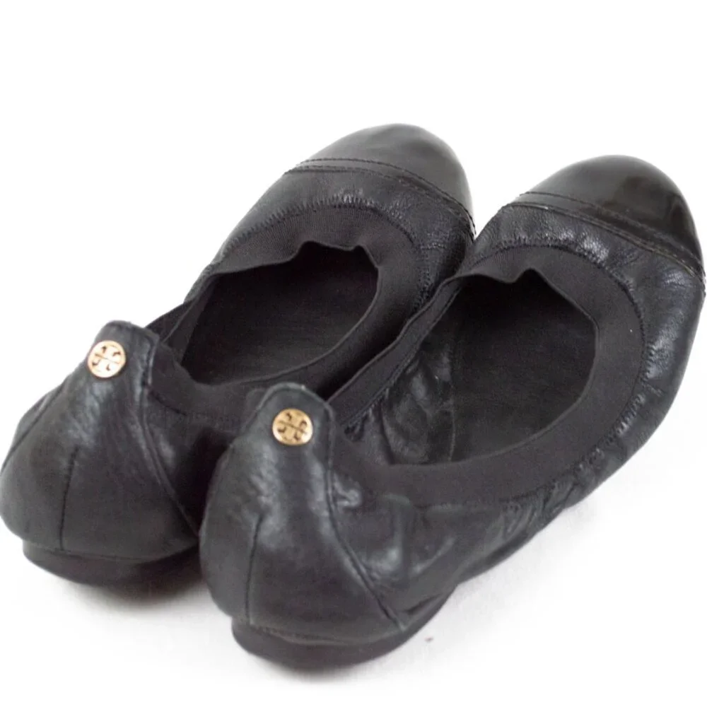 Tory Burch Black Patent Toe Ballet Flats